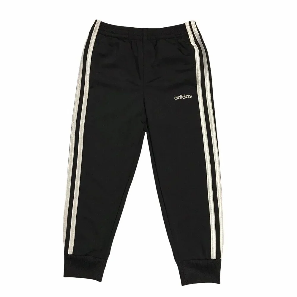 Adidas Little Girls 2pc Tracksuit Jacket & Joggers Outfit Set Size 4 Black-White